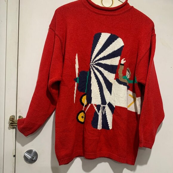 VINTAGE J.G. HOOK KNIT COTTON GRAPHIC TURTLENECK SWEATERS SIZE M - Picture 5 of 12